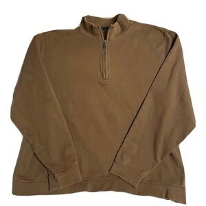 SCOTT BARBER - Pima cotton 1/4 ZIP LONG SLEEVE SWEATER Camel brown Size  XXL